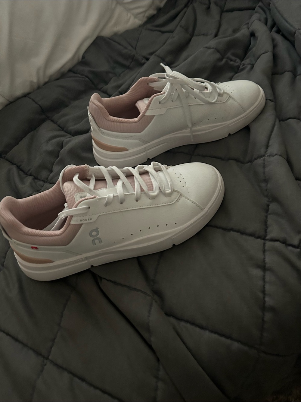 On Running White Sneakers with Blush Pink Interior